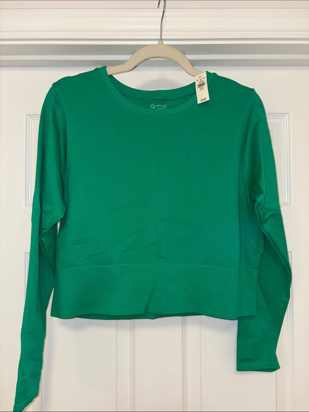 aerie Long-Sleeve Crewneck Top — Emerald Green